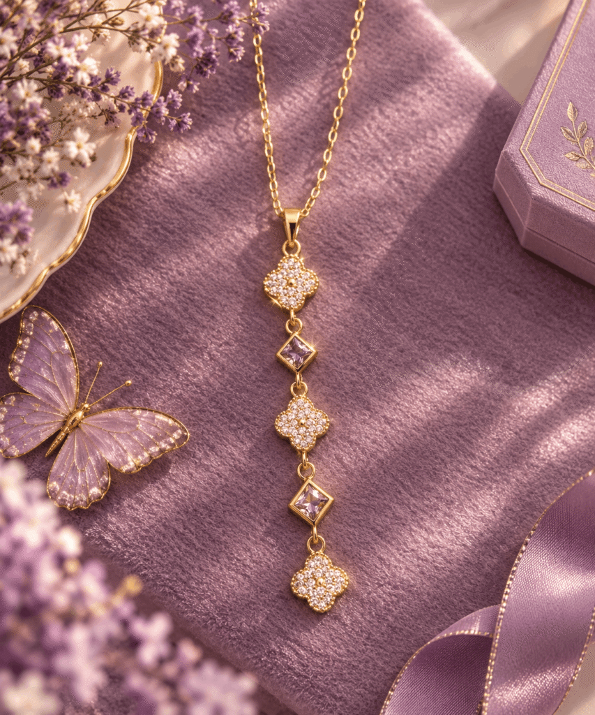 Luxe Clover Cascade Necklace 🍀💎